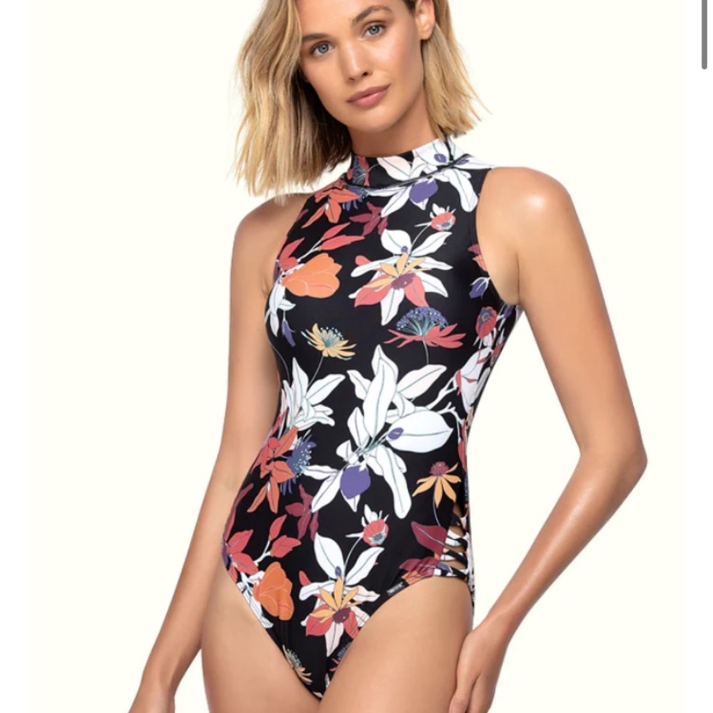 NWT Flora Back Zipper Retro One Piece Sleeveless Swimsuit Italy Artist x Axesea